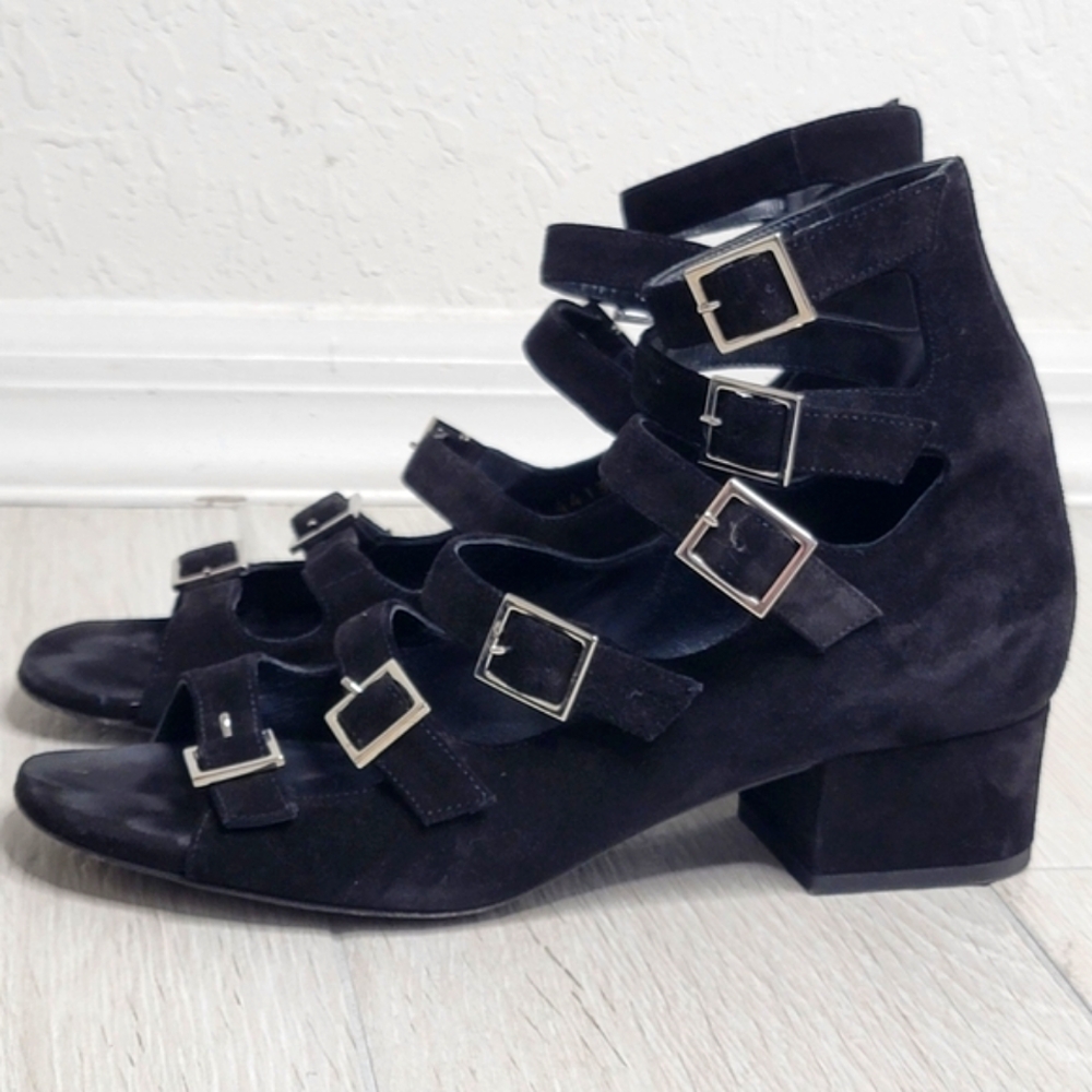 SAINT LAURENT Suede Babies Buckle Sandals In Black 37/7. - Picture 3 of 14